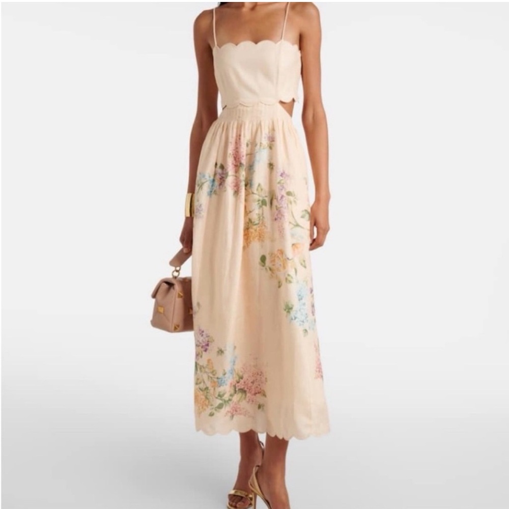 Zimmerman Halliday Floral Maxi Dress with Scalloped Edges